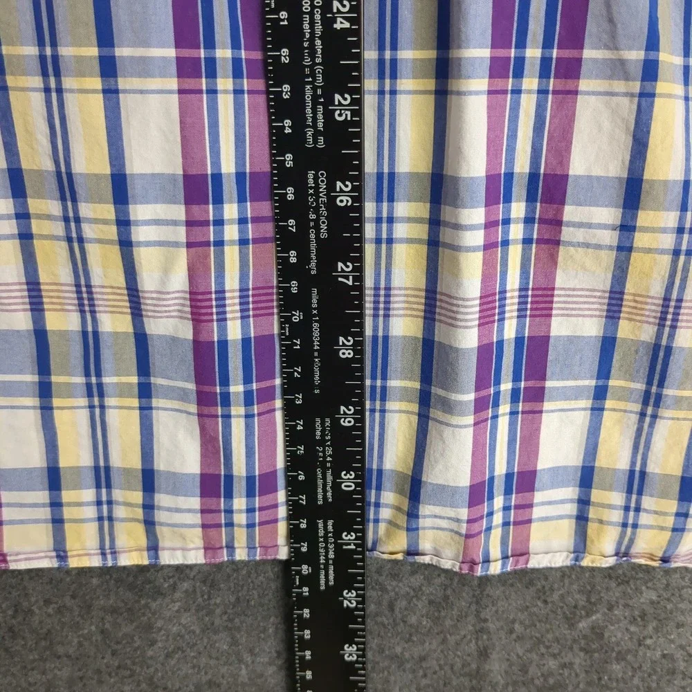 Banana Republic Soft Wash Mens‎ XL Plaid Button Down Shirt Blue Purple Yellow